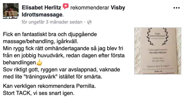 Bild av kundomdöme av Visby massage.